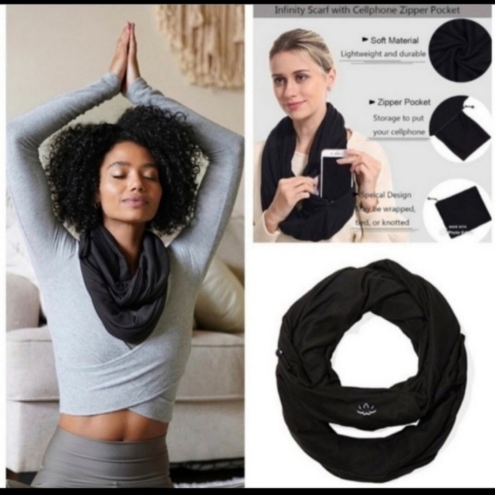 BEYOND YOGA BLACK INFINITY LIGHTWEIGHT SCARF NWT